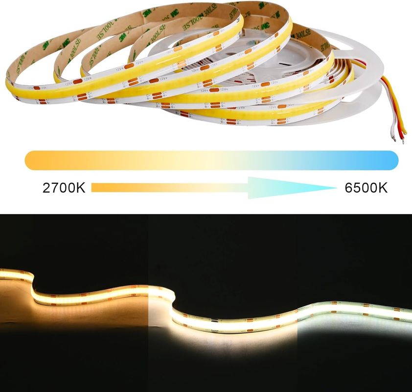560LED COB LED Strip 90 CRI CCT Fleksibel COB 3M Dengan Adapter Dan Mini RF Controller