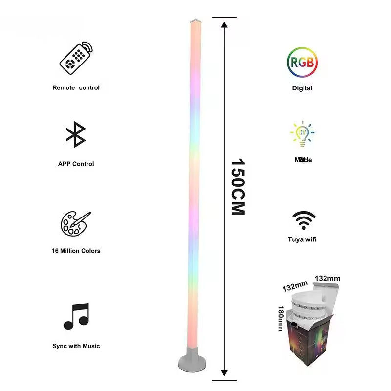 USB Suara diaktifkan LED RGB sudut lantai lampu Kantor Game Room WIFI / IR remote control