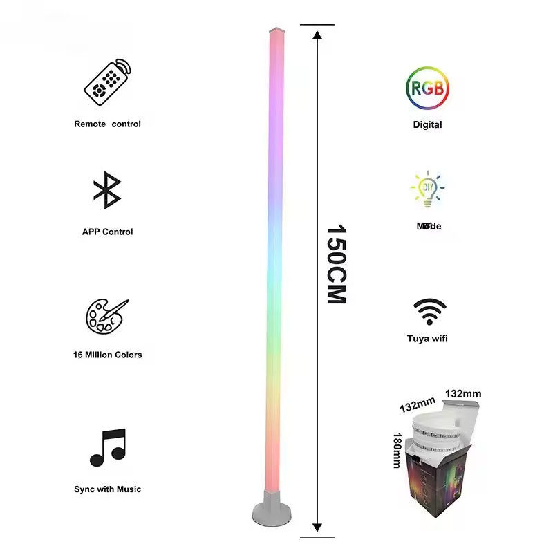 USB Suara diaktifkan LED RGB sudut lantai lampu Kantor Game Room WIFI / IR remote control