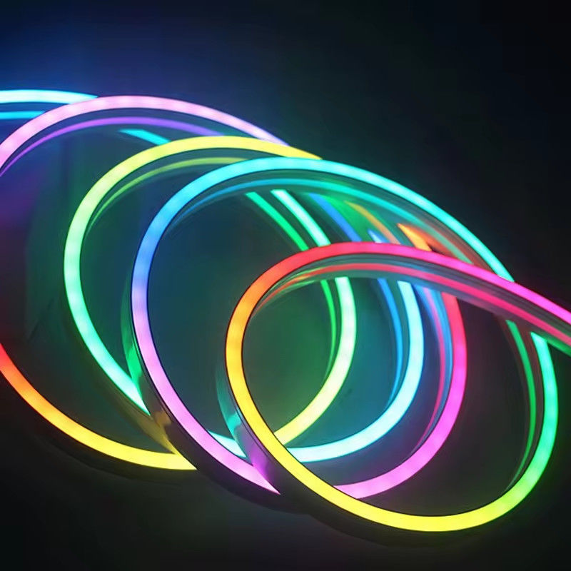 DIY Desain Mengubah Warna RGBIC 24V Silicone Tube Neon LED Strip Light Neon Rope Untuk Game Room Di Eropa