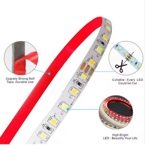 Pabrik jual Dua warna CCT led strip lampu 24v Suhu warna disesuaikan 120led 12v lampu 2835 led strip Dekorasi