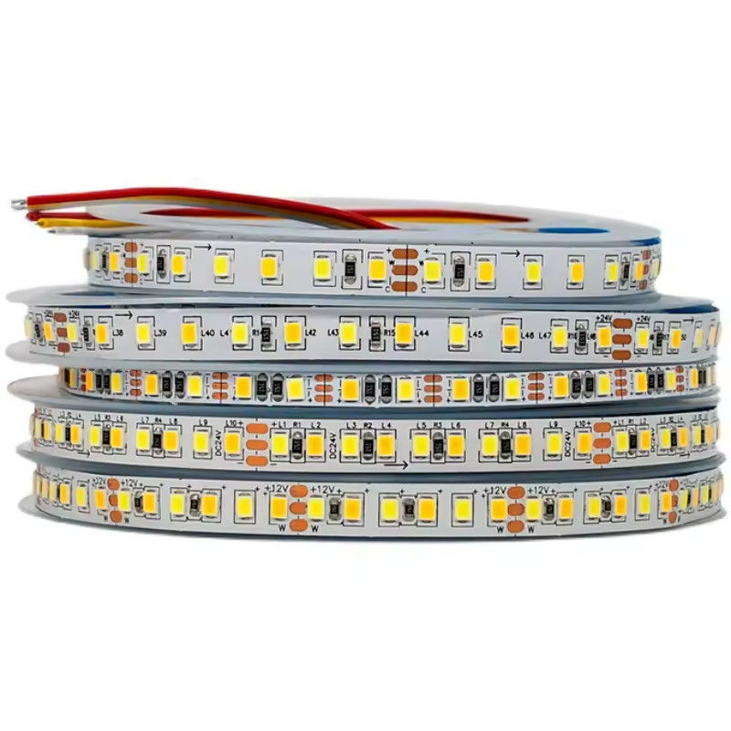 Pabrik jual Dua warna CCT led strip lampu 24v Suhu warna disesuaikan 120led 12v lampu 2835 led strip Dekorasi