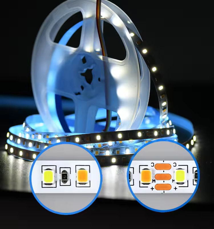 Pabrik jual Dua warna CCT led strip lampu 24v Suhu warna disesuaikan 120led 12v lampu 2835 led strip Dekorasi