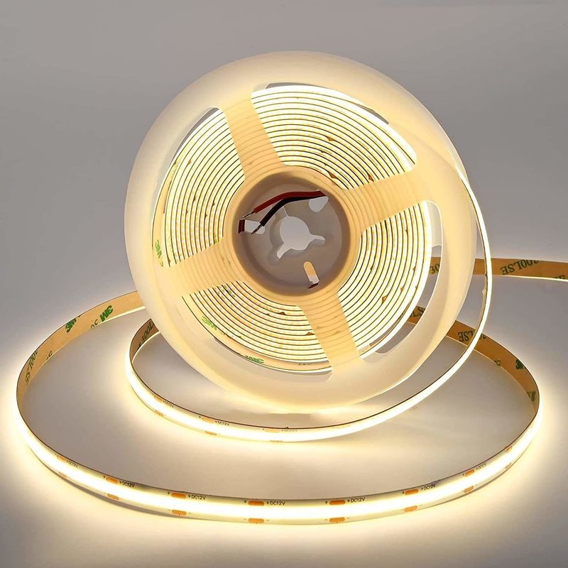Jual panas 480leds 12W/M Dimmable IP20 90Ra COB LED Strip 12V/24V Input Voltage