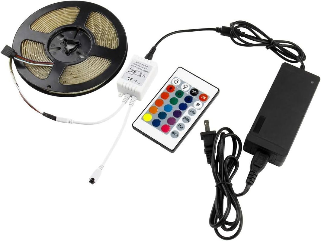 120 Degree Beam Angle RGB LED Strip 5M SMD5050 24 tombol IR Controller Dimmable Strip
