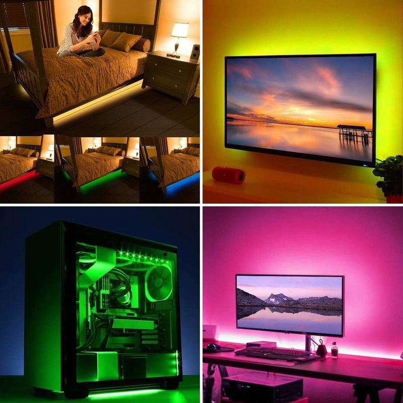 120 Degree Beam Angle RGB LED Strip 5M SMD5050 24 tombol IR Controller Dimmable Strip