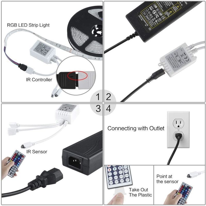 Dimmable SMD Flexible RGB LED Strip 60leds/m DC12V Input untuk Ambience Berwarna
