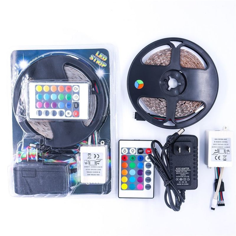 Dimmable SMD Flexible RGB LED Strip 60leds/m DC12V Input untuk Ambience Berwarna