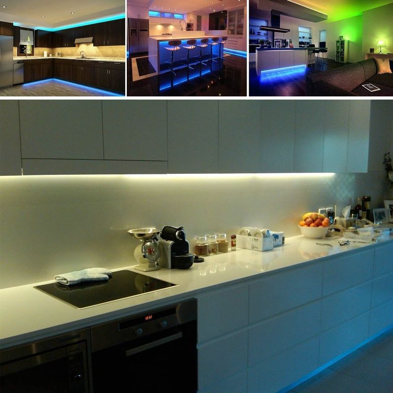 Dimmable SMD Flexible RGB LED Strip 60leds/m DC12V Input untuk Ambience Berwarna