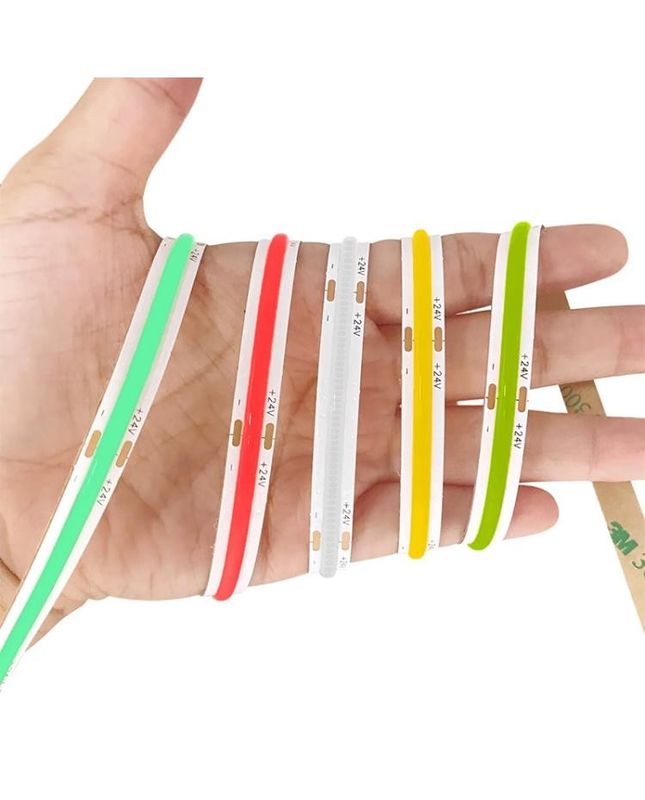 Sertifikat CE ROHS COB Strip Light Merah Hijau Biru Pink Densitas Tinggi 480 Strip Light Flexible Board 24V 12V