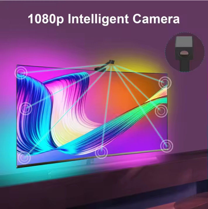 65-75 inci Alexa Google Home Ambient Smart App Wifi Immersion TV Lampu latar dengan Kamera RGBIC