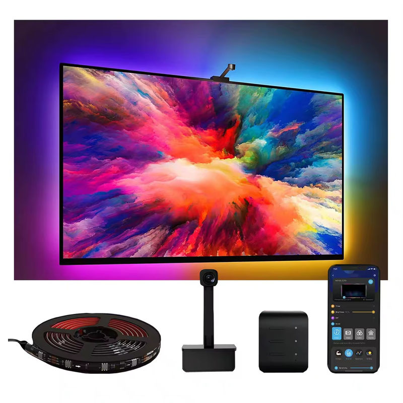 65-75 inci Alexa Google Home Ambient Smart App Wifi Immersion TV Lampu latar dengan Kamera RGBIC