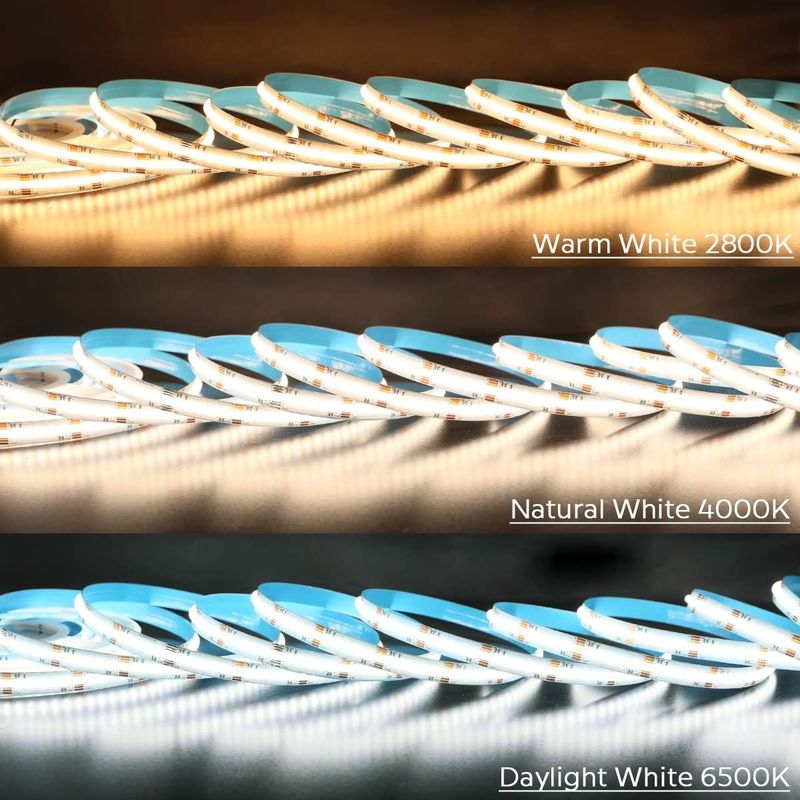 Ultra Bright 840 LEDs/m 24V DC COB LED Strip Light 12mm Wide PCB Untuk Pencahayaan Rumah dan Komersial