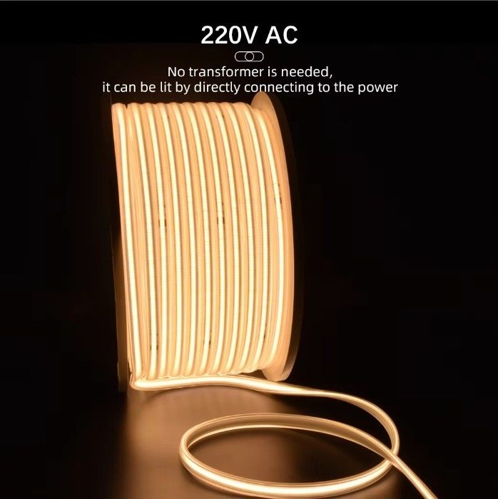 288 led tegangan tinggi 110V 220V fleksibel COB led strip lampu 2700K 3000K 4000K 6000K