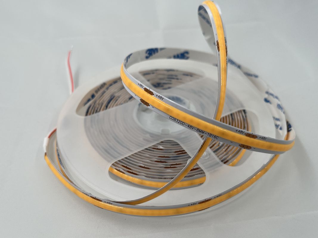 48V COB 320leds/M 90CRI Dimmable 100lm/W 11W/M Fleksibel COB LED Strip Light Untuk Dekorasi Dalam Ruang