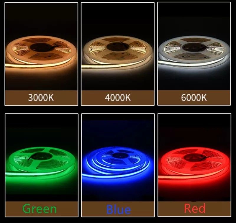 320leds/m LED COB Flexible Strip DC24V 12V 5m 10W untuk pencahayaan lanskap -25 50C CRI 90