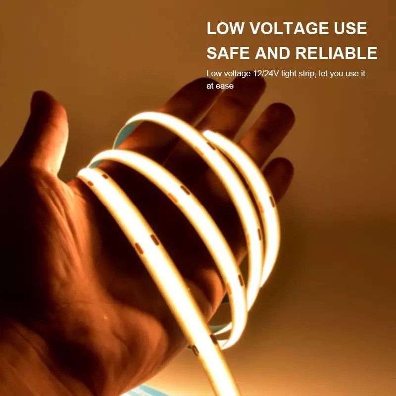 12V 24V Waterproof IP65 IP67 IP68 CRI90 Dimmable 5M Flexible COB LED Strip untuk Indoor Outdoor