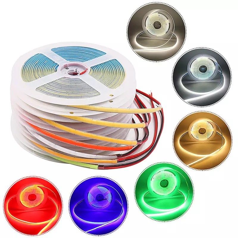8mm Led Cob Strip 24v Lampu Strip Usb Tv Backlight Flex 12v Ultra Tipis Kecil Cob Led Strip cahaya