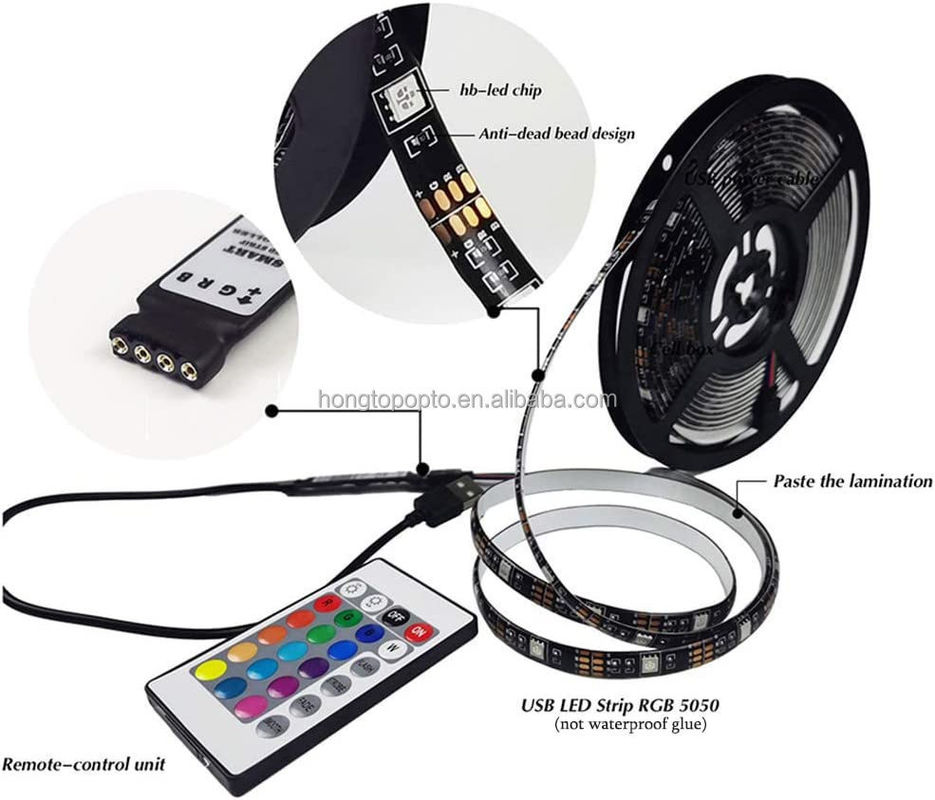Smart LED Strip untuk Dekorasi 12V 5V USB Control Musik Sync dan RGB Suhu Warna