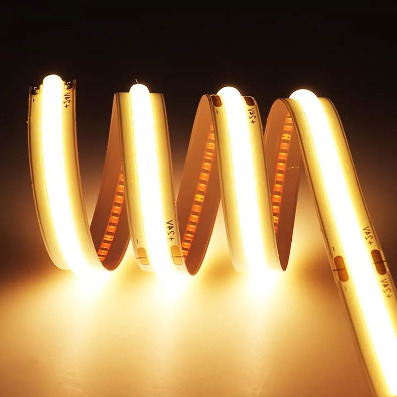 Strip Led Cob Fleksibel dengan Warna Biru Putih Panas dan Efisiensi Cahaya Lampu 90lm / w