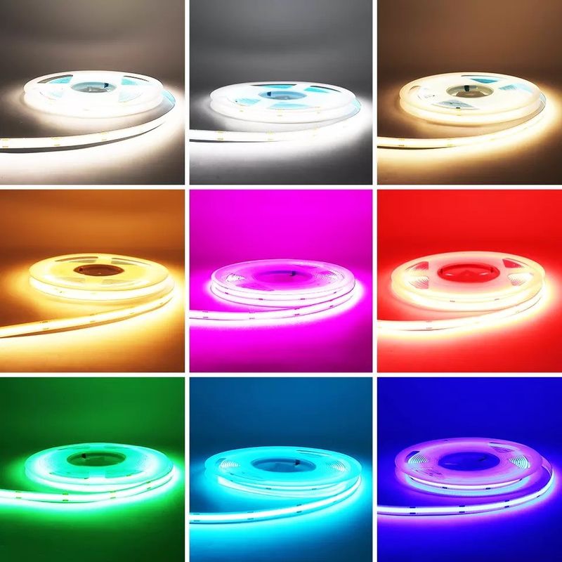 Strip Led Cob Fleksibel dengan Warna Biru Putih Panas dan Efisiensi Cahaya Lampu 90lm / w
