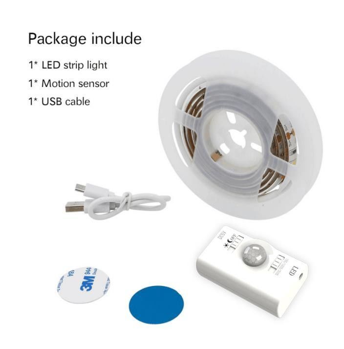 SMD2835 Lampu Strip LED dengan Sensor Gerak 1m Panjang USB Rechargeable Mode Hari dan Malam
