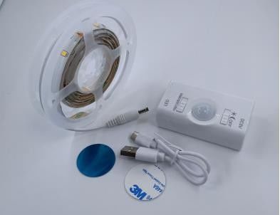 SMD2835 Lampu Strip LED dengan Sensor Gerak 1m Panjang USB Rechargeable Mode Hari dan Malam