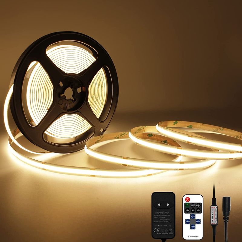 Custom Fleksibel 320 480 Leds Dc 5v 10000 Lumens Panas Putih Rgb Fcob Cct Cob Led Strip Lampu Gudang