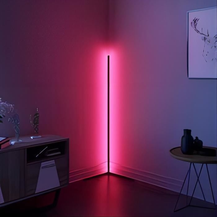 Lampu lantai dekoratif dengan perubahan warna RGB dan shade kaca logam