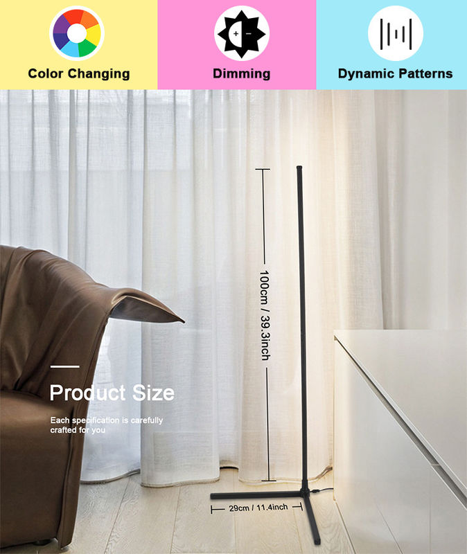 Lampu lantai dekoratif dengan perubahan warna RGB dan shade kaca logam