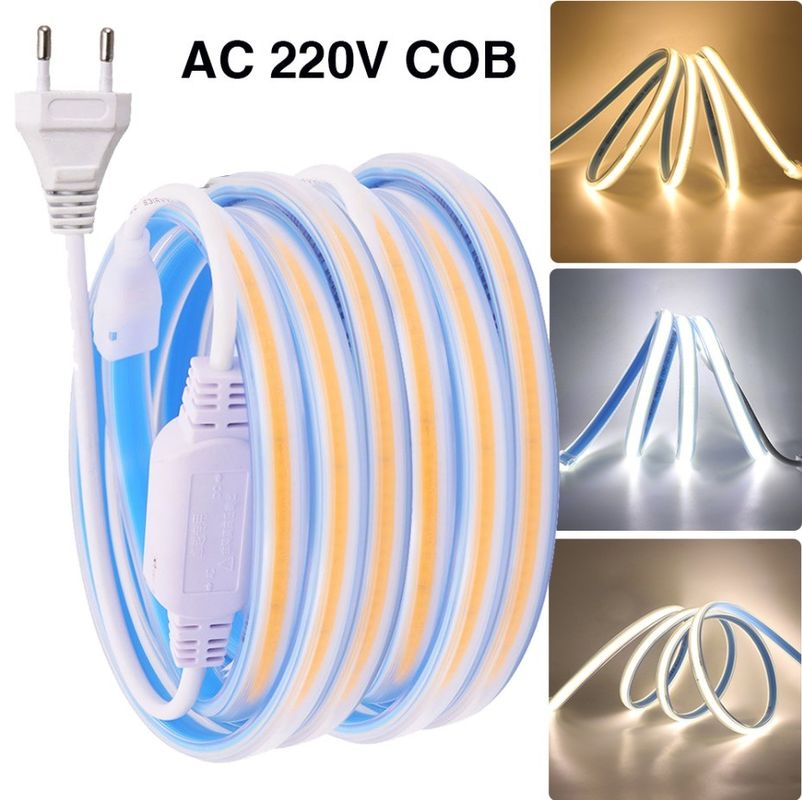 280 leds / meter 12v 24v 220v Rgbw Cob Light Strip Cob Led Strip Panjang 50Meters / roll