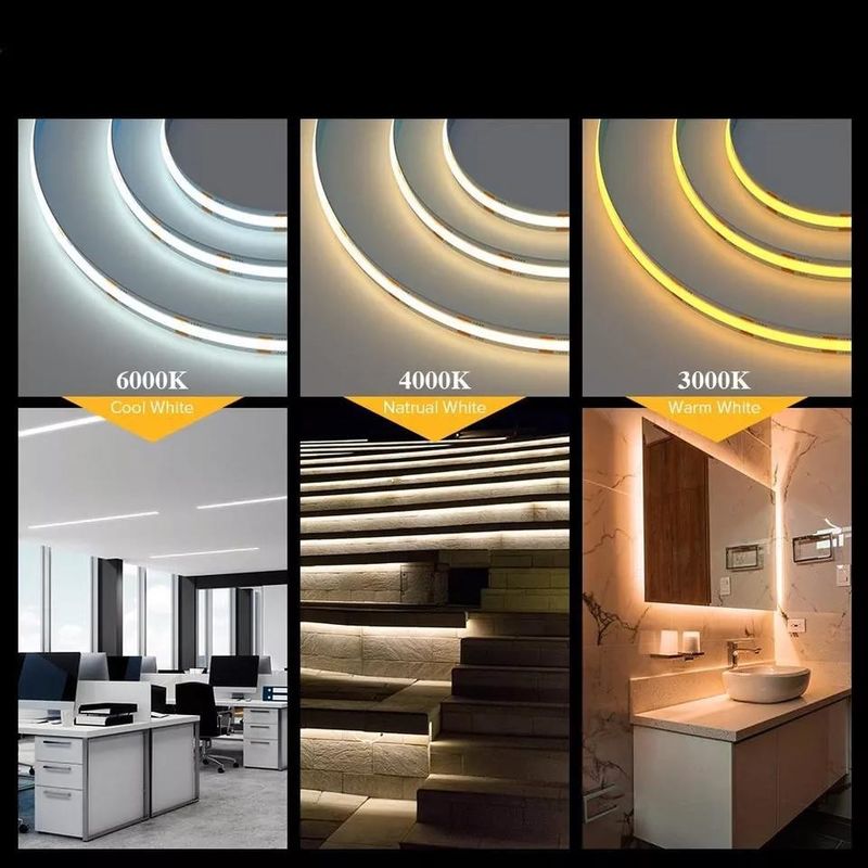 280 leds / meter 12v 24v 220v Rgbw Cob Light Strip Cob Led Strip Panjang 50Meters / roll