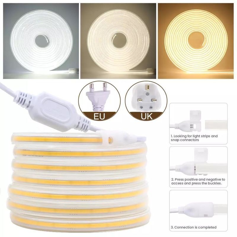 280 leds / meter 12v 24v 220v Rgbw Cob Light Strip Cob Led Strip Panjang 50Meters / roll