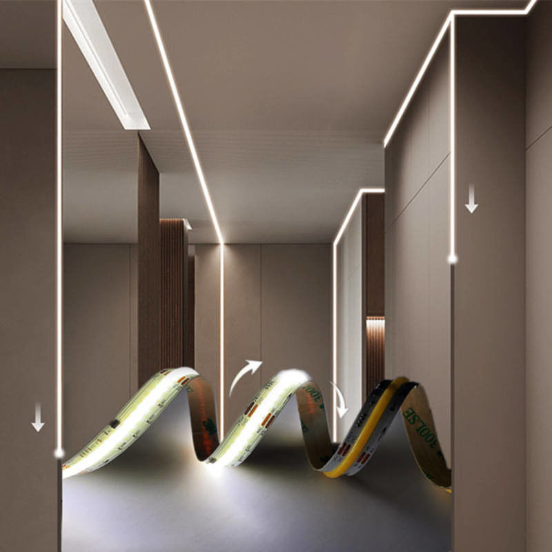 Cob Strip Fleksibel Led Light Strip Densitas tinggi Tidak ada area hitam 24V 12V 5V CRI Ra 90