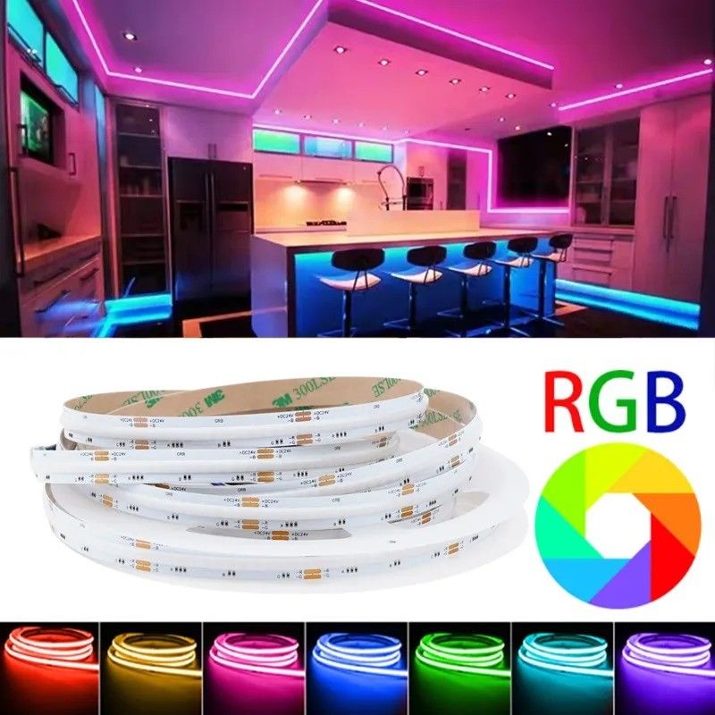 Lampu Flux Cahaya lm 1000 24V 576leds/meter RGB COB LED Soft Light Strip Langsung Baik