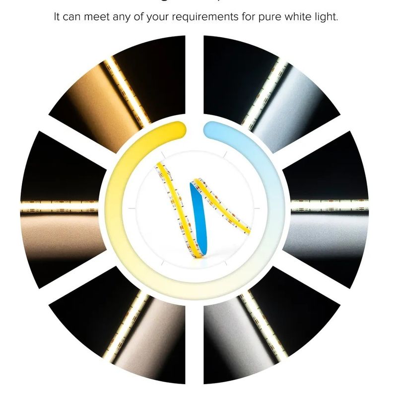 Dimmable COB Led Strip 12V 24V W WW 2700K 6000K untuk Kabinet Light 5M 16,4ft Panjang