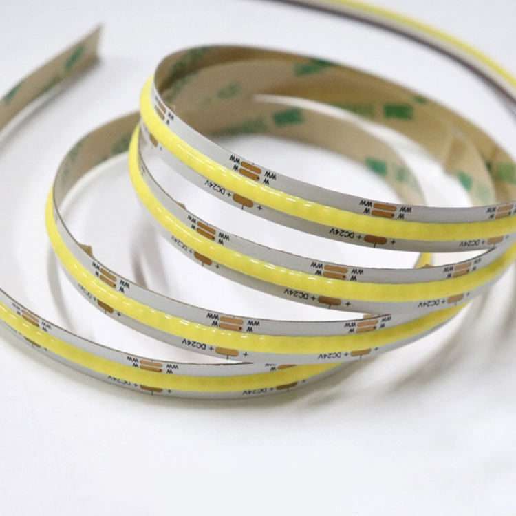 IP20 100lm 10W 24V FCOB Tunable White RA90 560LEDS COB LED Strip PCB tebal dengan Dam