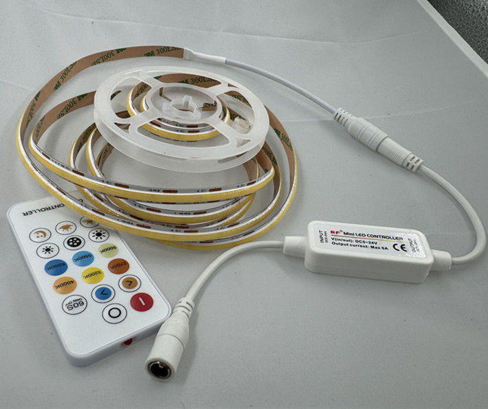 Dampproof COB LED Strip CRI90 300LEDs/m 10m/roll dengan pita 3M dan Tidak ada tegangan-turun DC12V