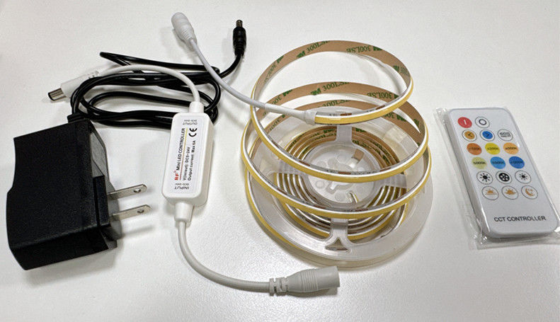 Dampproof COB LED Strip CRI90 300LEDs/m 10m/roll dengan pita 3M dan Tidak ada tegangan-turun DC12V