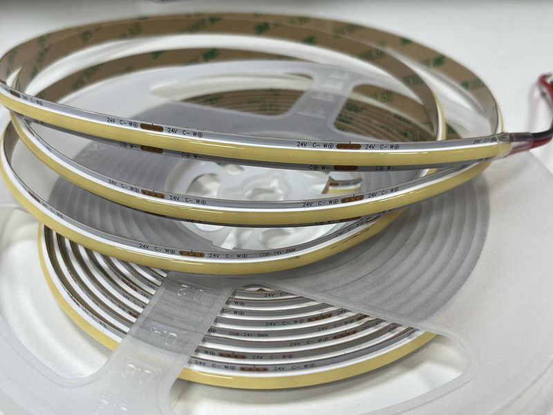 Dampproof COB LED Strip CRI90 300LEDs/m 10m/roll dengan pita 3M dan Tidak ada tegangan-turun DC12V