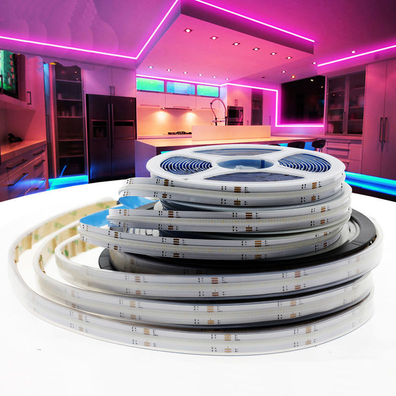 90 Ra CRI COB RGB LED Strip Light Non-Waterproof 12V 24V untuk Layanan Solusi Pencahayaan