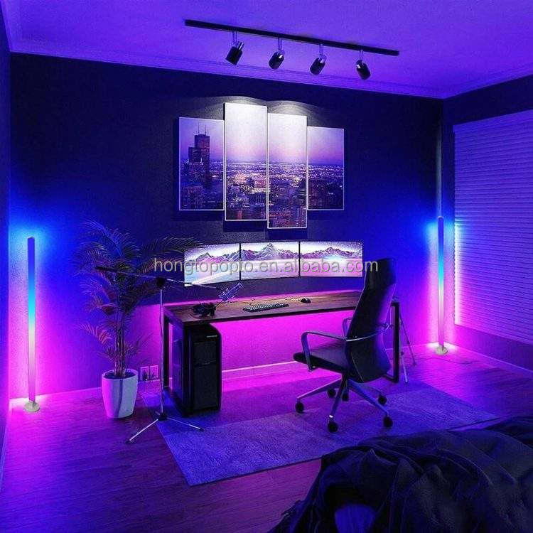 PC/ Ctn 18 Remote Control Perubahan Warna Stand Corner Floor Lamp Untuk Kamar Tidur Smart Wifi