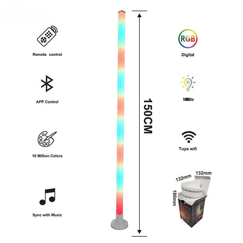 2024 Atmosphere Smart Home Light Rgb Led Floor Lamp dengan dasar besi dan remote control