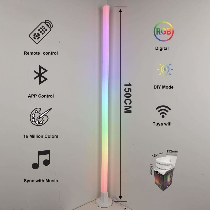 2024 Atmosphere Smart Home Light Rgb Led Floor Lamp dengan dasar besi dan remote control