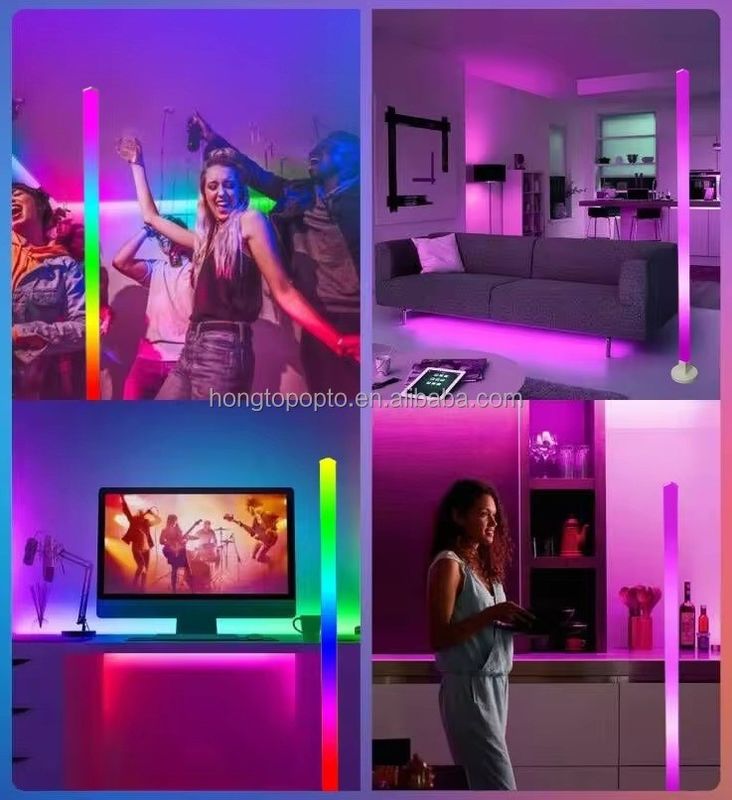 2- Smart Ambient Floor Light 1.5M 5V 5050 RGBIC Indoor Home Decor Smart Corner Lamp Dengan Bluetooth Remote