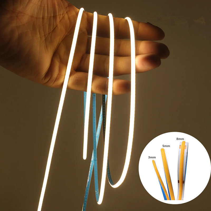 Pencahayaan dalam ruangan Panas Putih COB LED Strip Lebar 8mm dengan FPC LED RESISTOR bahan