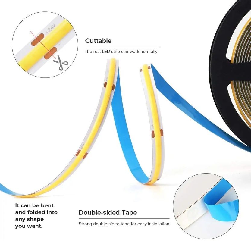 3000K/4000K/6000K Suhu Warna LED Strip Dimmable COB untuk Cabinet Lighting