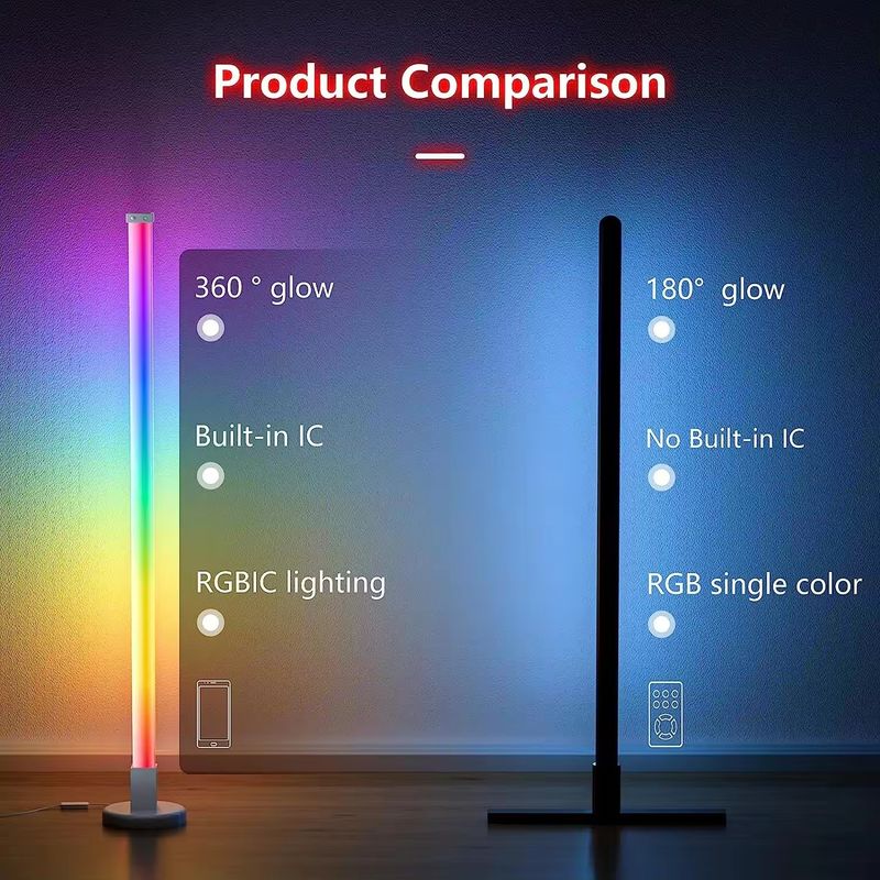 DIY Atmosphere Smart Home Light Rgb Led Floor Corner Lamp dengan IR Remote Control