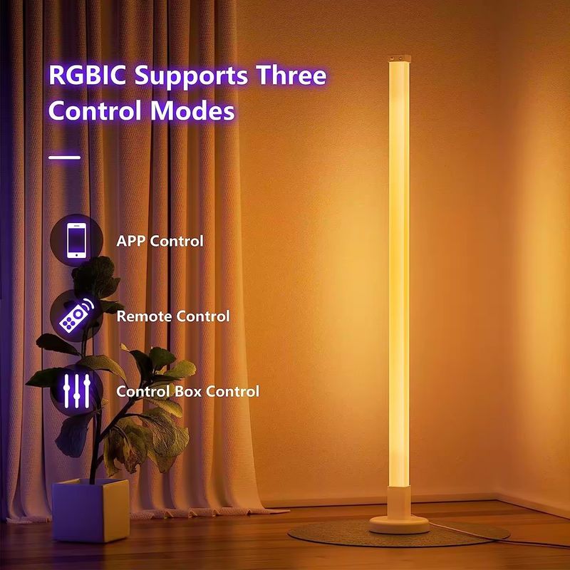 RGBIC Bluetooth Tuya WiFi Smart App Lampu Sudut Lantai LED untuk ruang tamu 35*35*1500mm