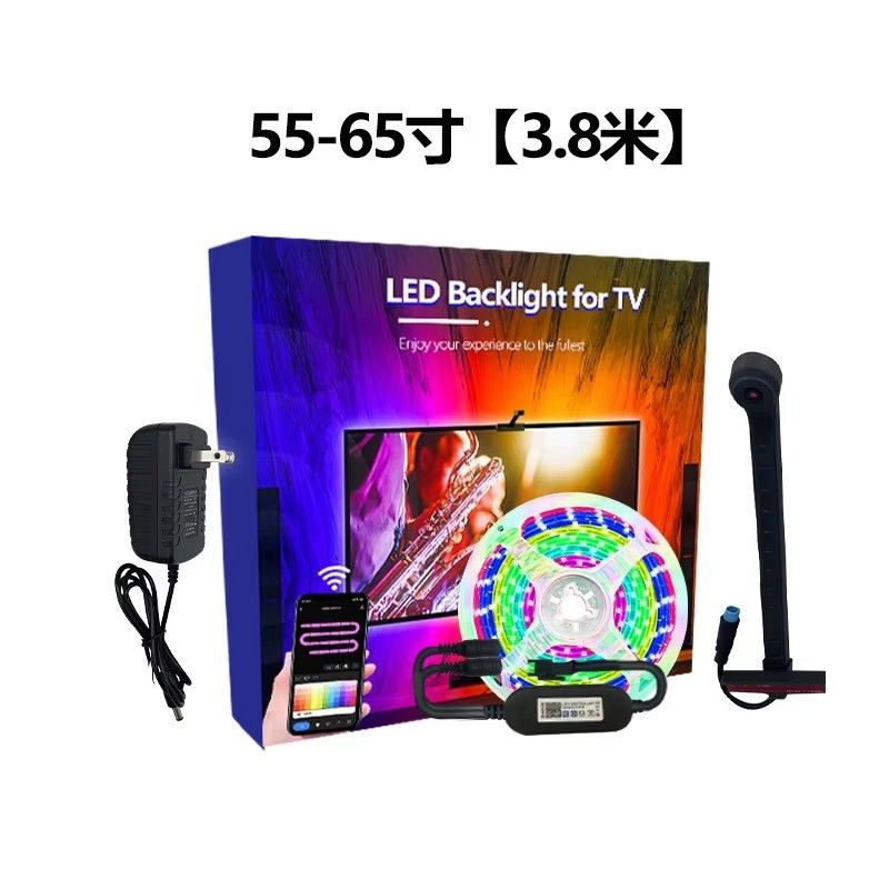 55-65 inci Alexa Google Home Ambient Smart App Wifi Immersion TV LED Lampu Belakang 3.8m 12.5ft ROLL dengan Kamera
